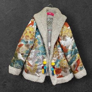 NWT! Johnny Was Multi-Color Floral Peony Jacquard coat, M.